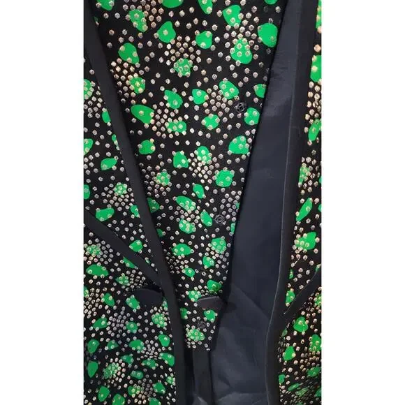 Pierre Balmain Vintage Black Green Patterned Jacket - Size 10 - Picture 5 of 10
